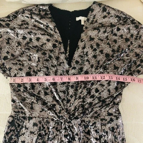 Harlyn Sequin Cocktail Dress Short Sleeves Front‎ Slit Size S - Picture 7 of 12